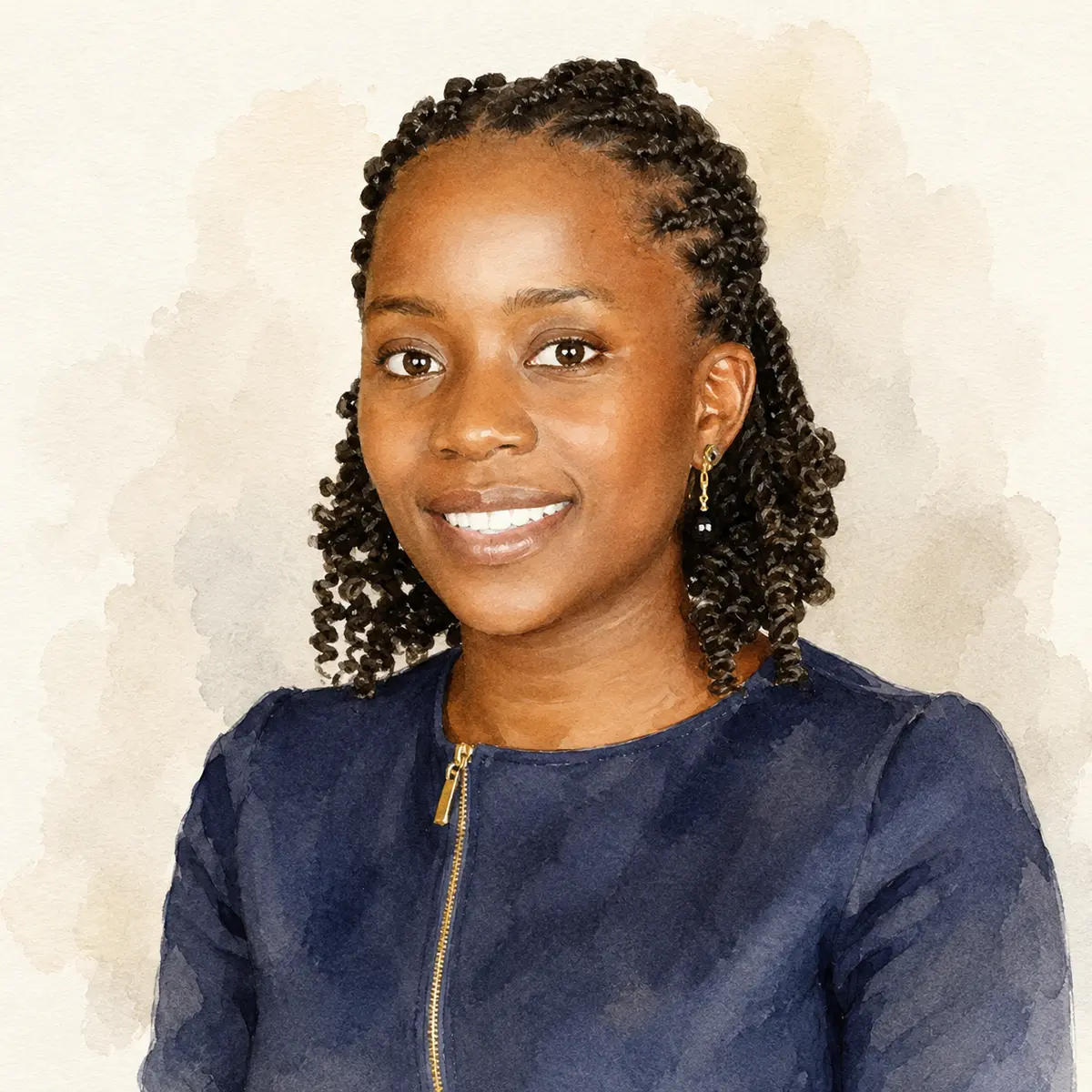 Watercolor portrait of Suzan Namutebi